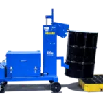 Fasspalettierer – batteriebetriebener Fassheber mit erweiterter Reichweite für sicheres Heben und Platzieren von 210-Liter-Fässern auf Paletten