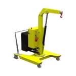 Mobiler Kran 500 kg – seitliche Perspektive mit schwenkbarem Arm und elektrisch gesteuertem Heben und Senken