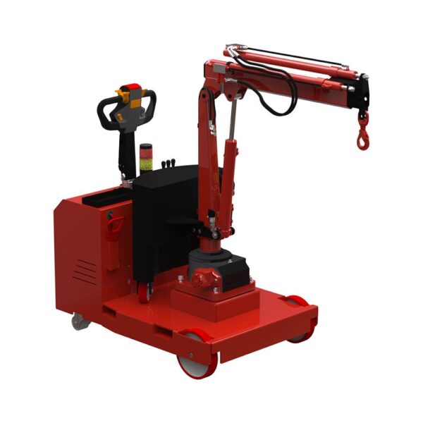 PH-ORBIT200EL mobiler Werkstattkran 200 kg – Frontperspektive mit ergonomischem Steuerhebel und kompaktem Chassis
