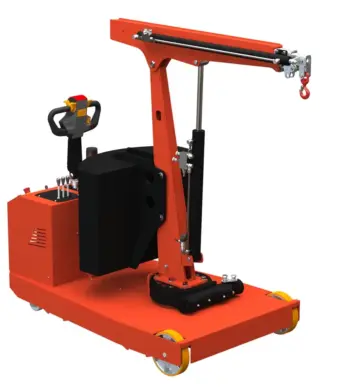 Kran 1000 kg G1000DBL – elektrischer Gegengewichtsschwenkkran mit Doppel-Teleskopausleger, ideal für Montage und Werkstatt