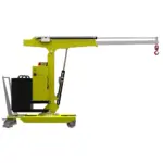 Mobiler Hebekran PH‑01B2SER_1000 – Seitenansicht mit ausgefahrener Teleskopverlängerung bis ca. 1 000 mm (optional max. 1 910 mm) für hohe Reichweite