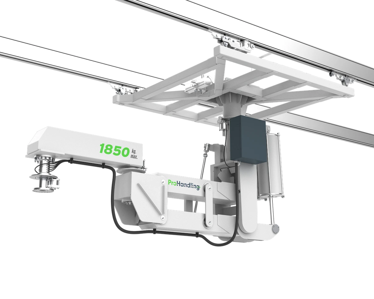Hubachse Manipulator Galactus 1850kg Deckenwagen Gesamtansicht Hubachse Galactus 1850 kg in Deckenmontage – Schwerlast Hubachse Manipulator